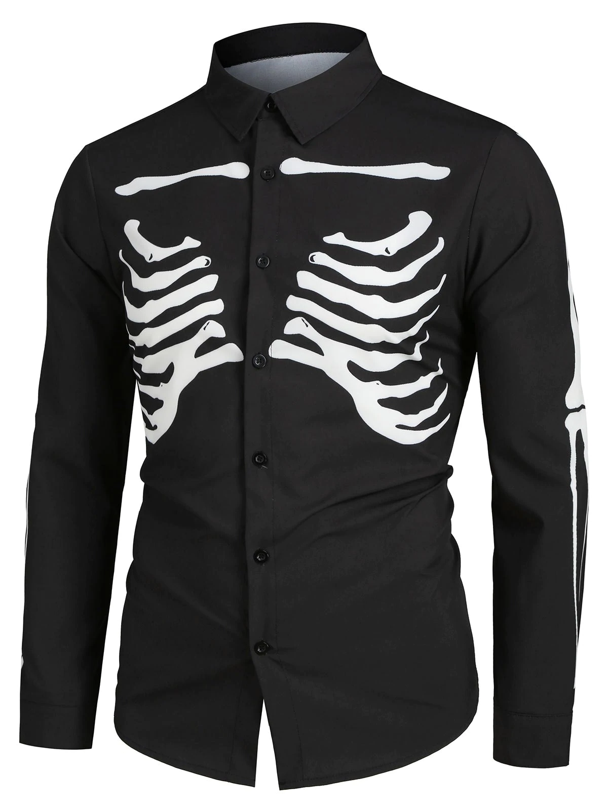 Halloween Skeleton Print Long-sleeved Shirt