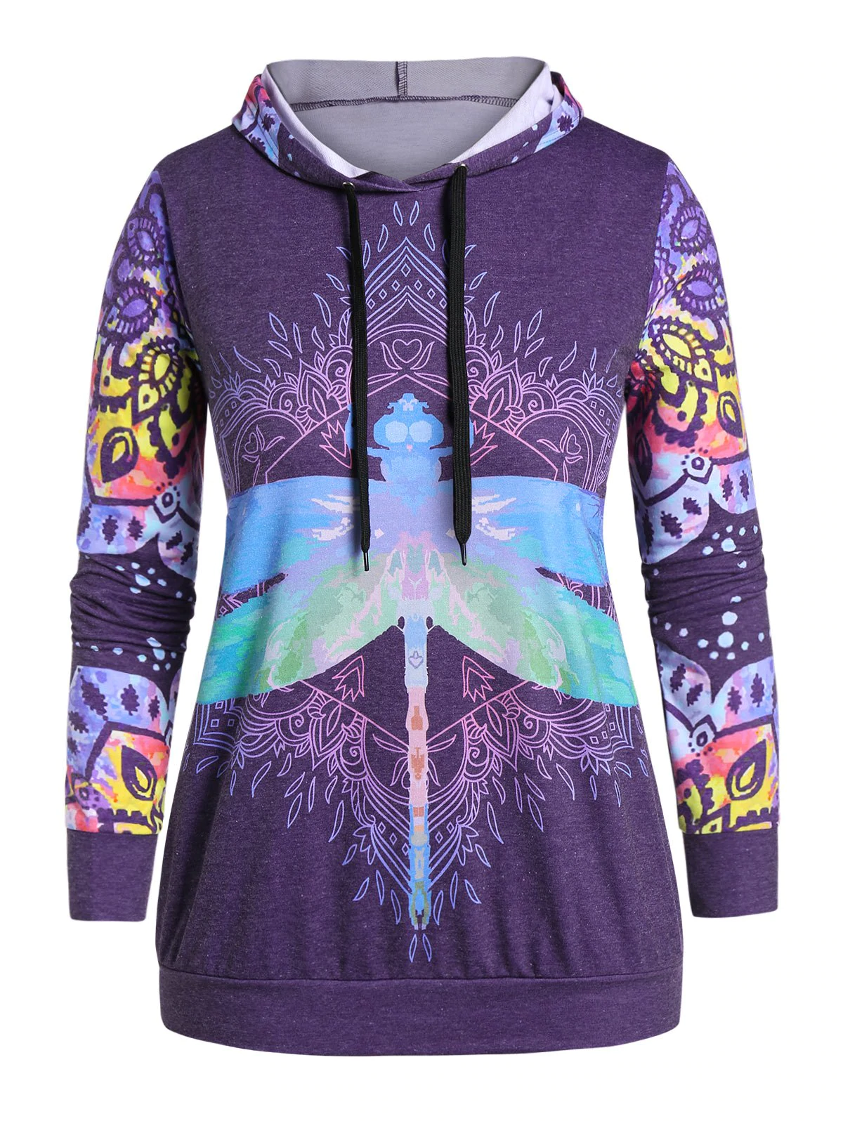 Plus Size Printed Long Sleeve Hoodie