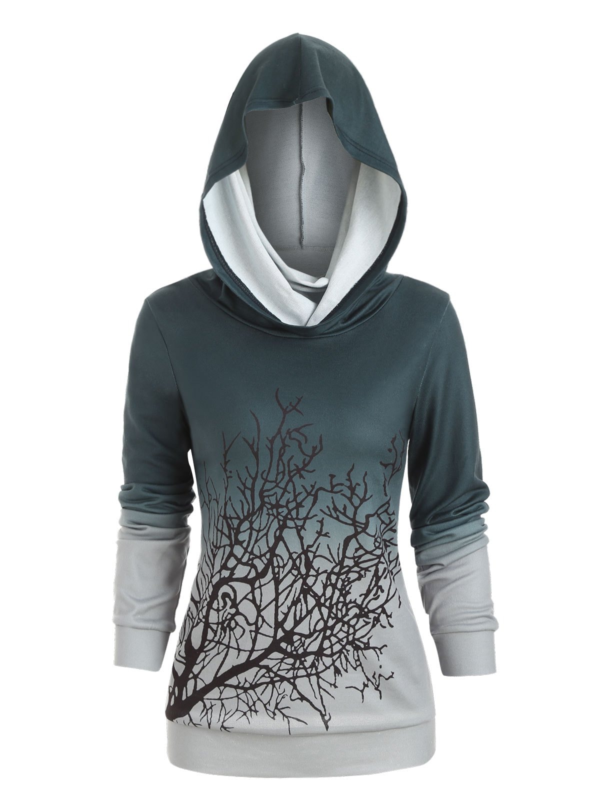 Halloween Tree Print Convertible Collar Sweatshirt