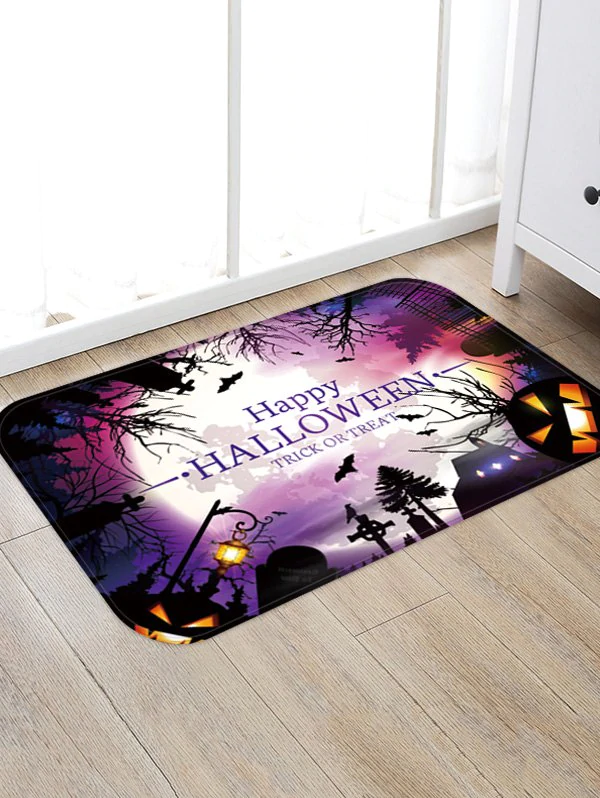 Halloween Pumpkin Bat Printed Floor Rug