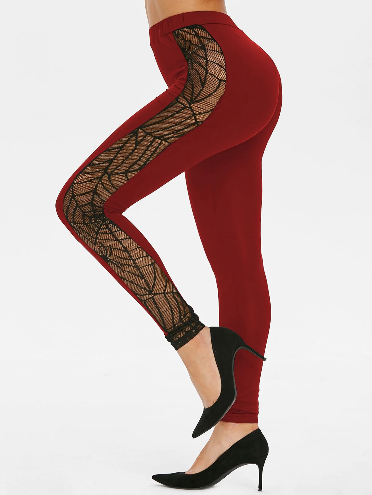 Spider Web Lace Panel Halloween Leggings