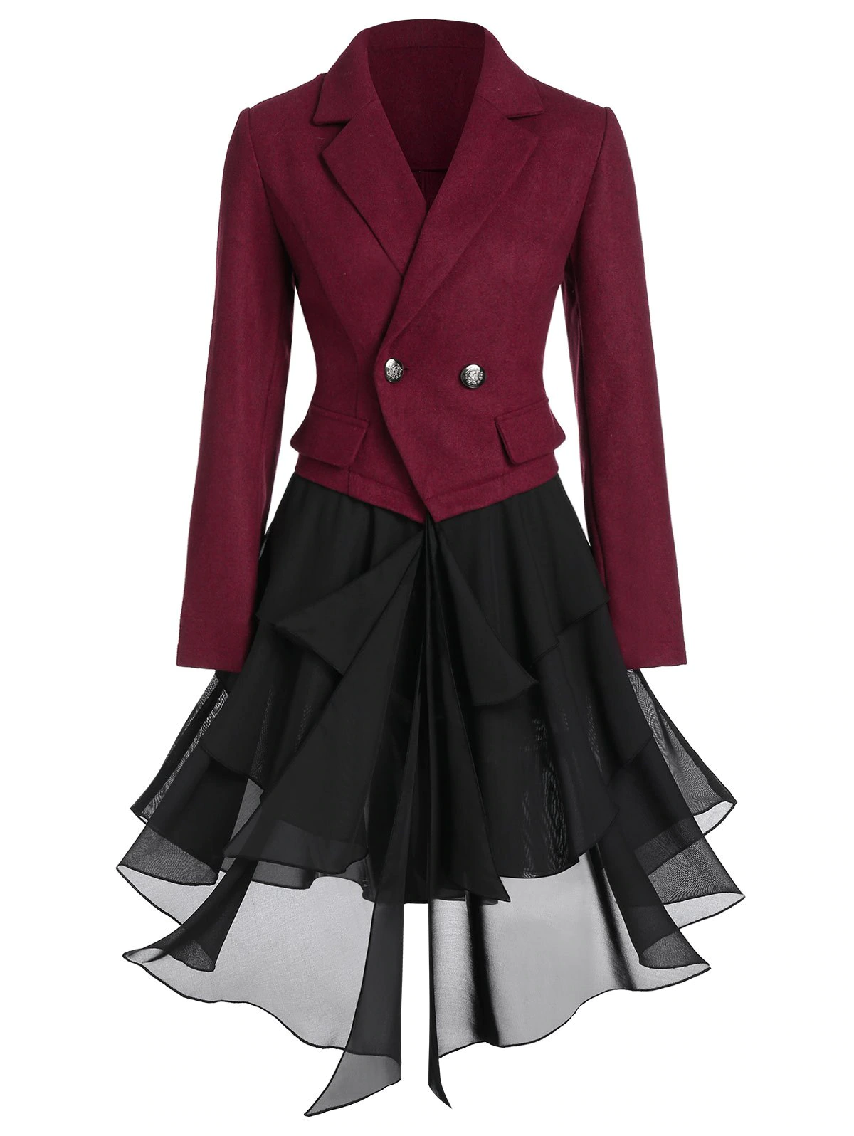 Asymmetric Lapel Contrast Coat