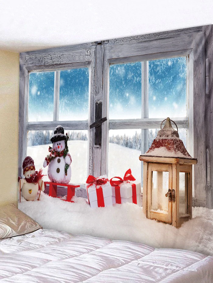 Christmas Snowman Window Pattern Tapestry