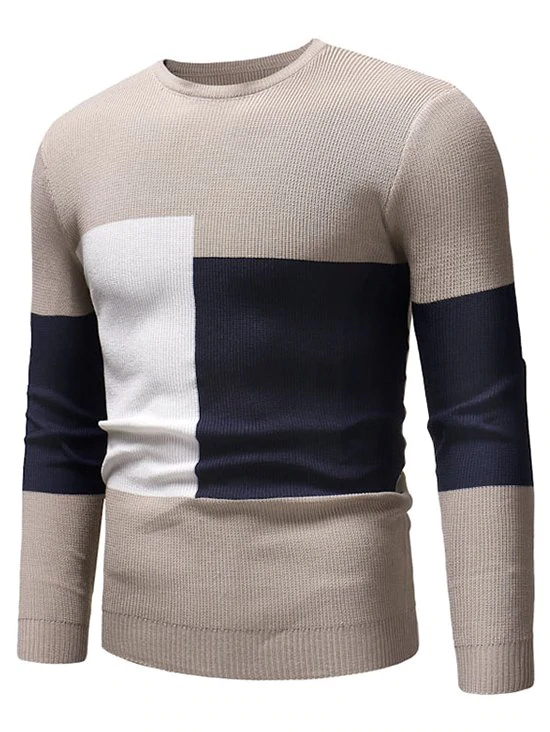 Color Blocking Spliced Pullover Sweater