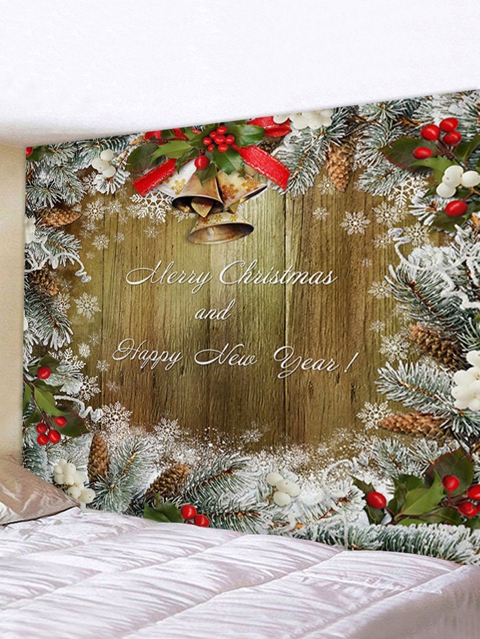 Christmas Tree Branch and Greeting Print Tapestry Wall Hanging A