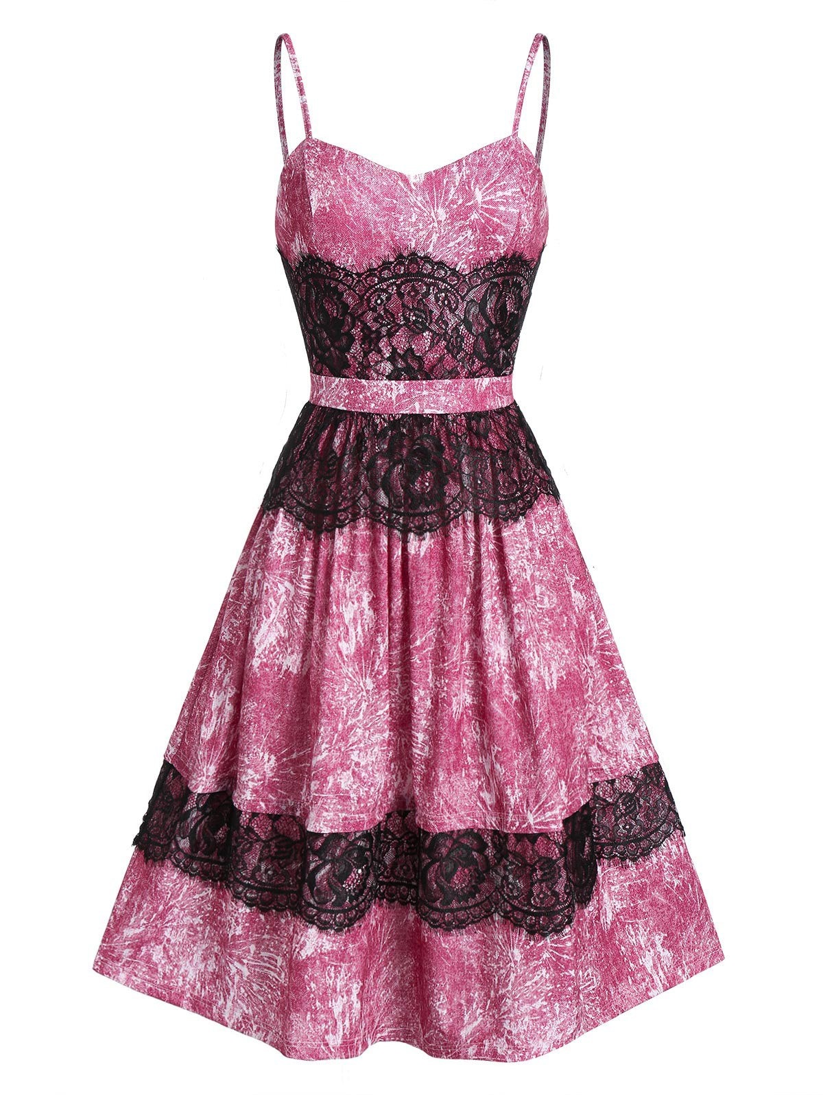 Sweetheart Neck Lace Fit And Flare Lace Strap Dress