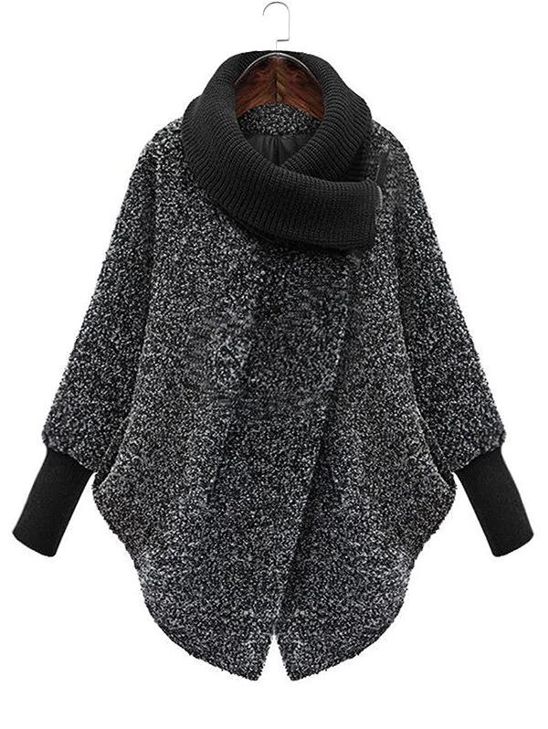 Snap Button Zipper Textured Coat