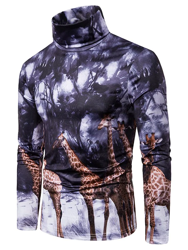 Giraffe Forest Paint 3D Print Long Sleeve T-shirt