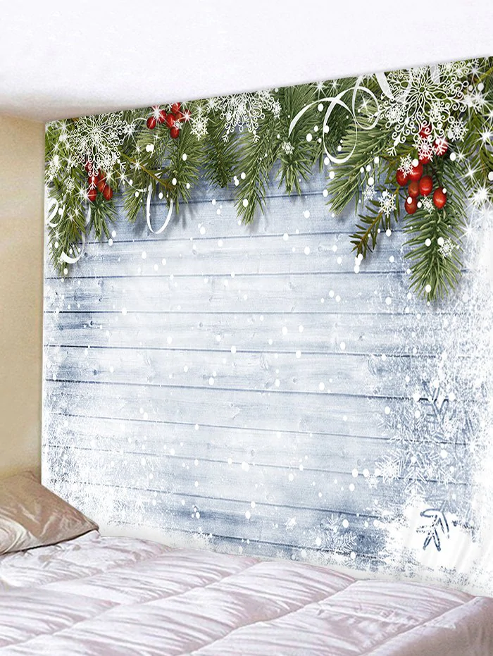 Christmas Wooden Snow Pattern Tapestry