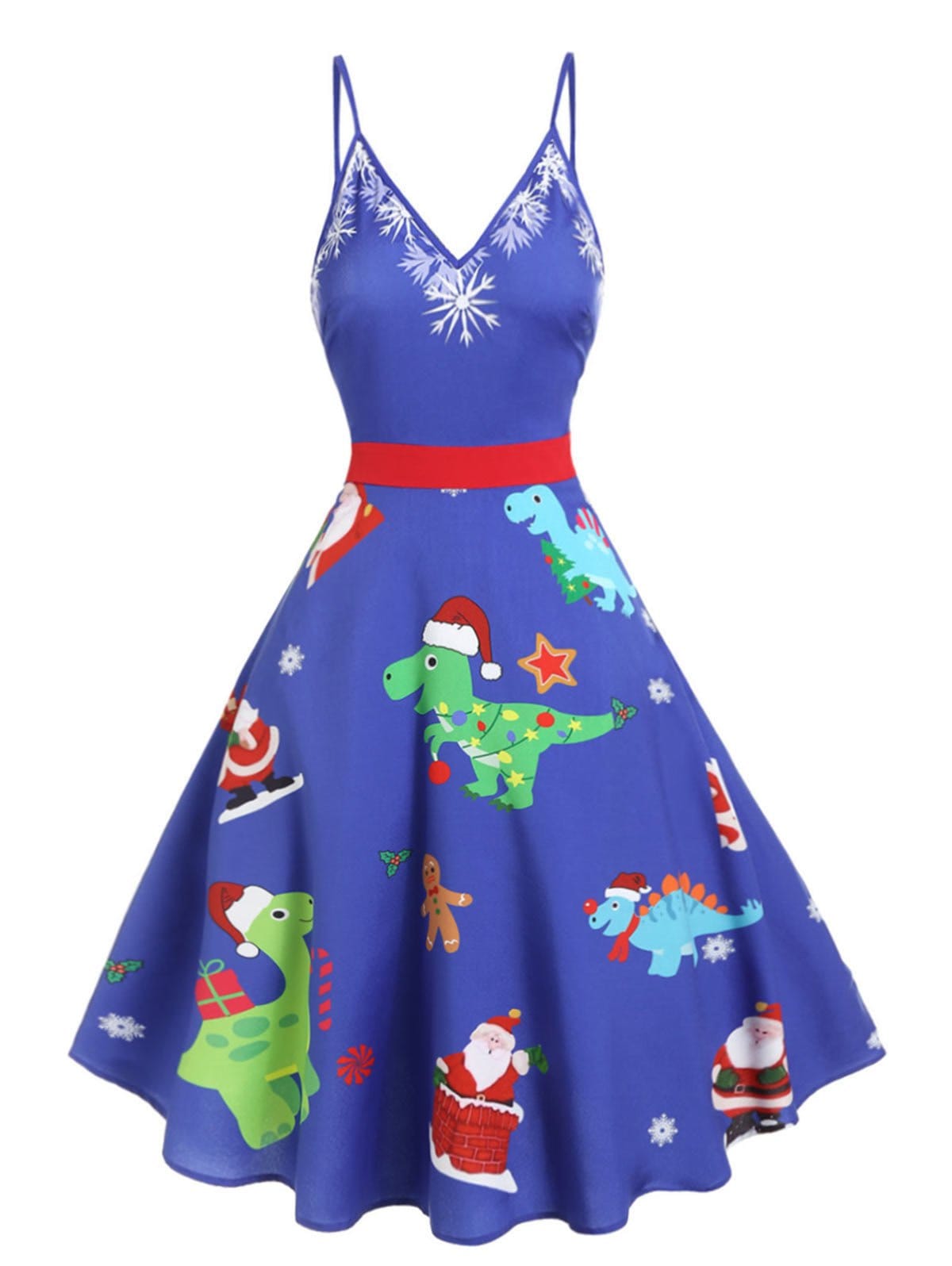 Christmas Dinosaur Print Cami Midi Dress