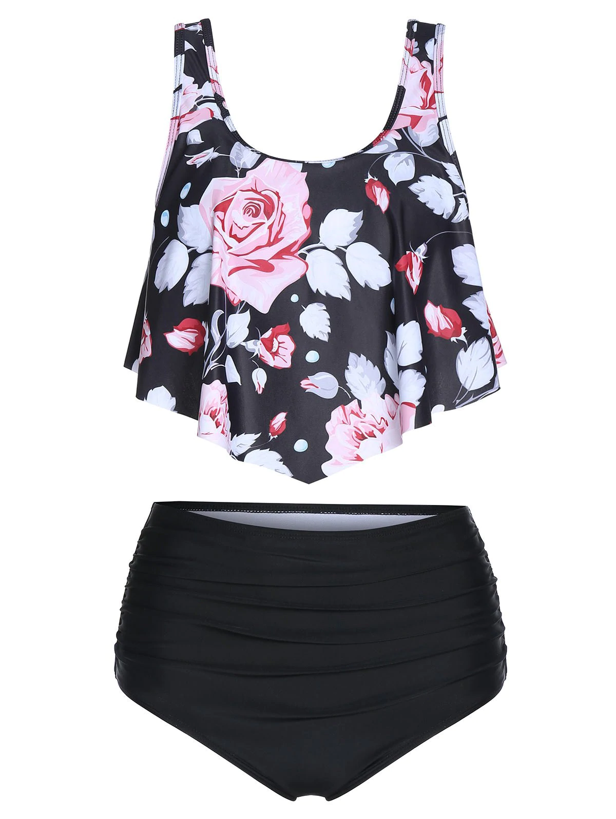 Floral Print High Waisted Tankini Swimwear