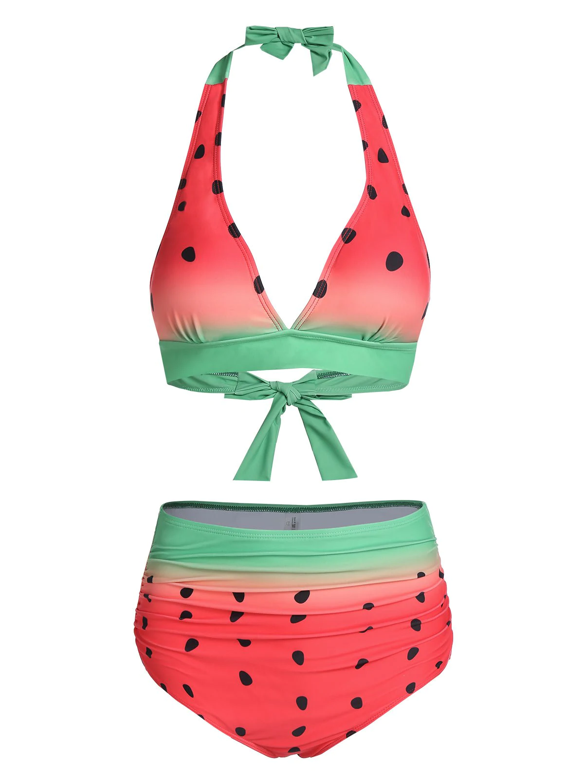 Watermelon Print Halter Padded Bikini Swimwear