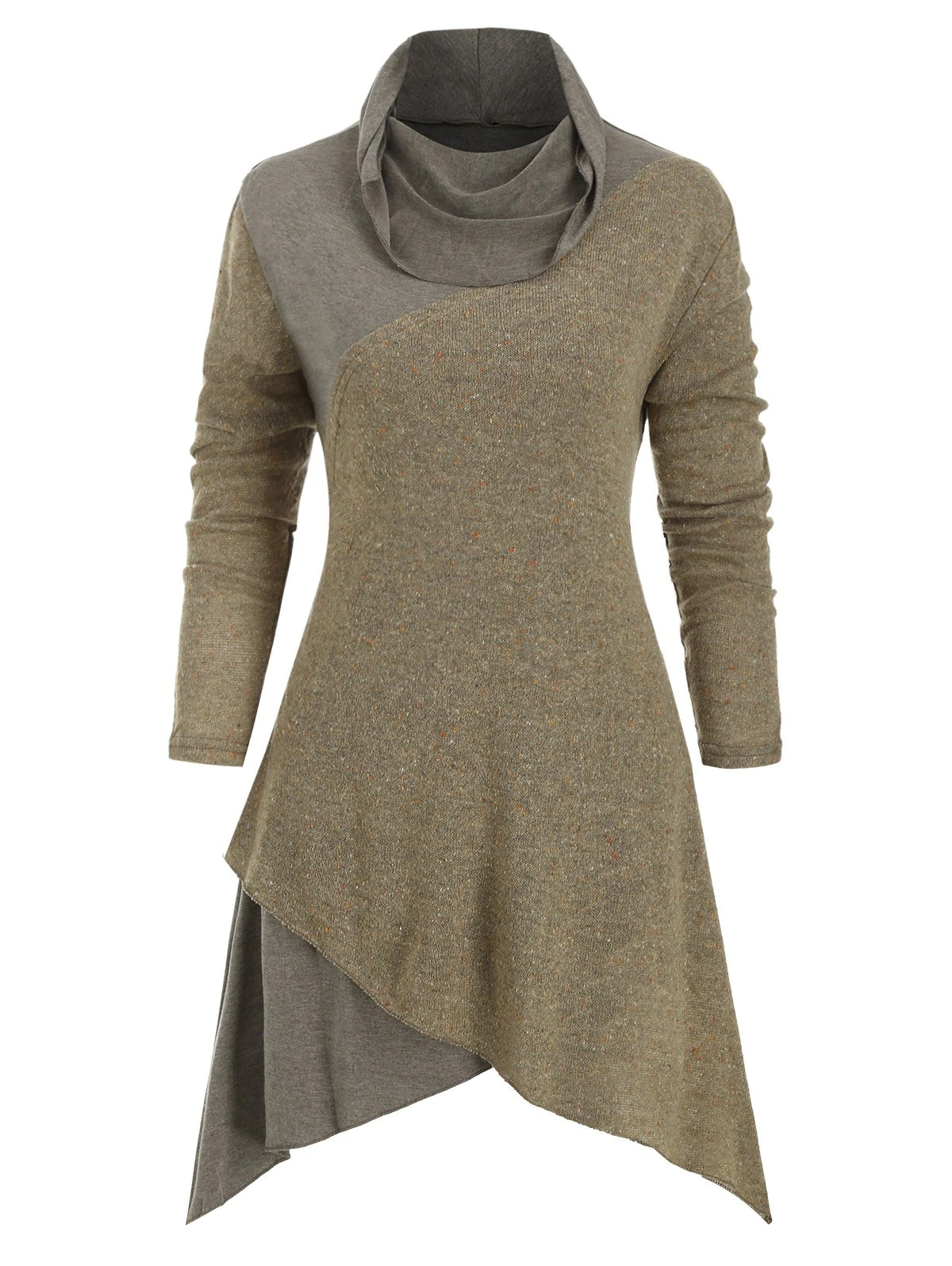 Cowl Neck Confetti Asymmetrical Sweater