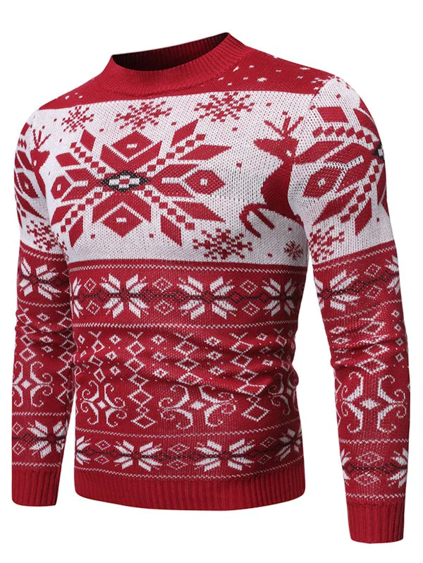 Christmas Snowflake Geometric Graphic Casual Sweater