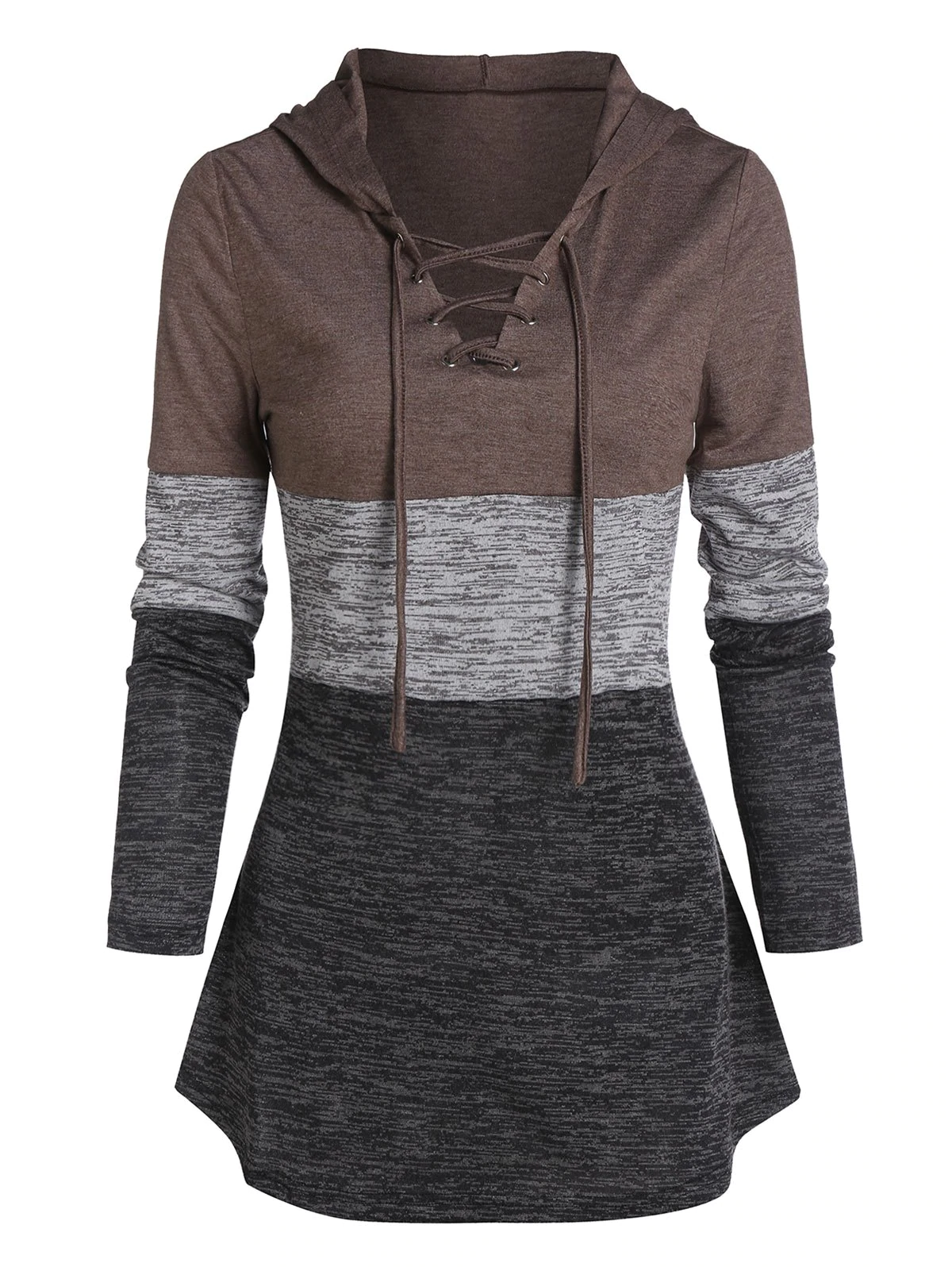 Space Dye Print Lace-up Contrast Hoodie