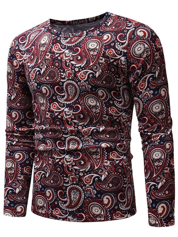 Ethnic Paisley Pattern Long-sleeved T-shirt