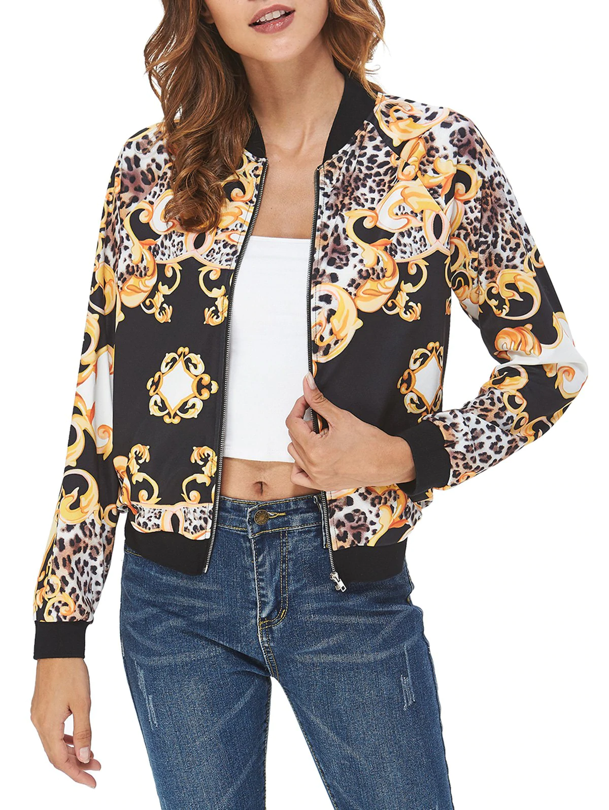 Leopard Print Zip Up Jacket