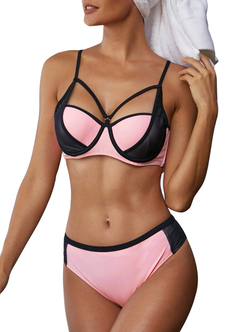 esh Insert Strappy Moulded Bikini Swimwear