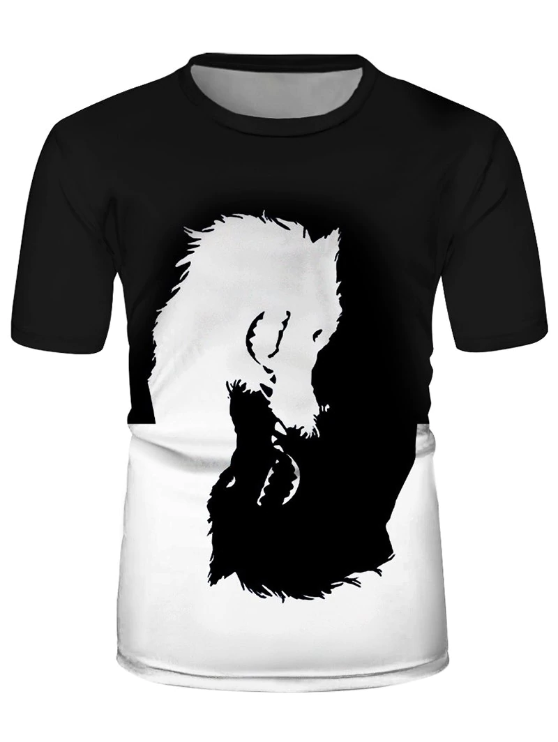 Yin And Yang Wolf Graphic Casual Short Sleeve Tee