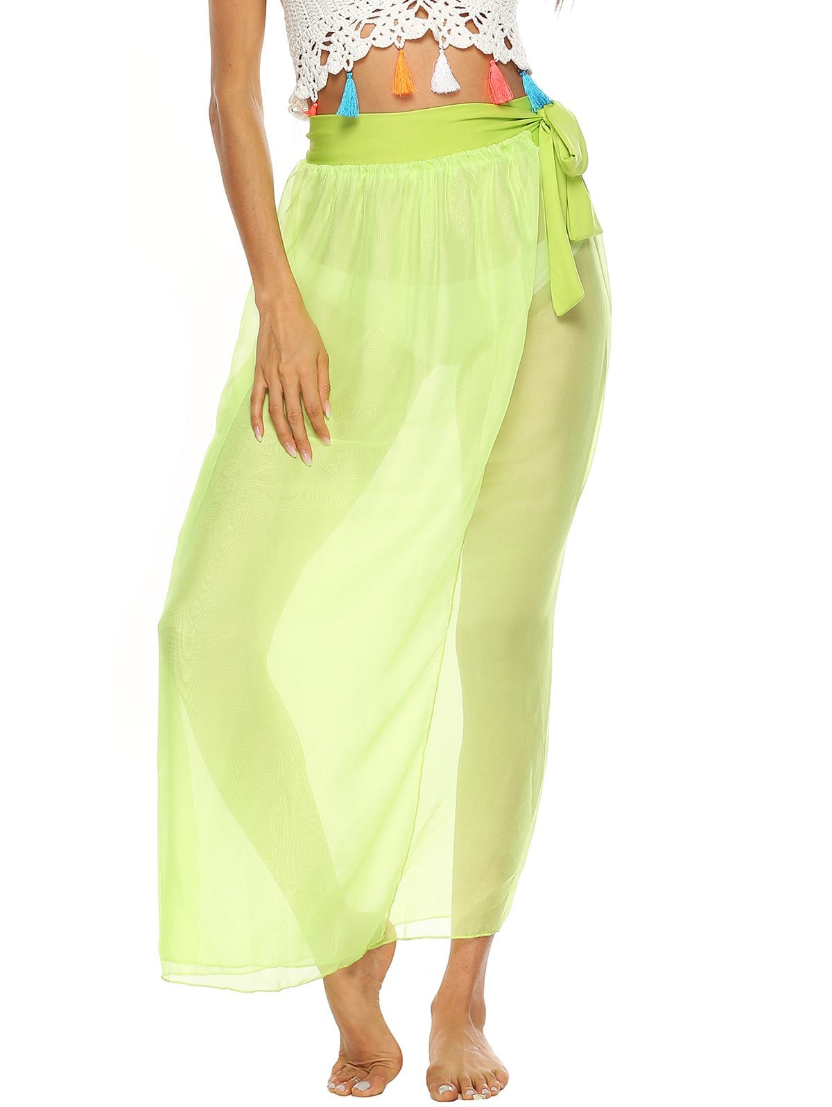 Sheer Wrap Maxi Cover Up Skirt