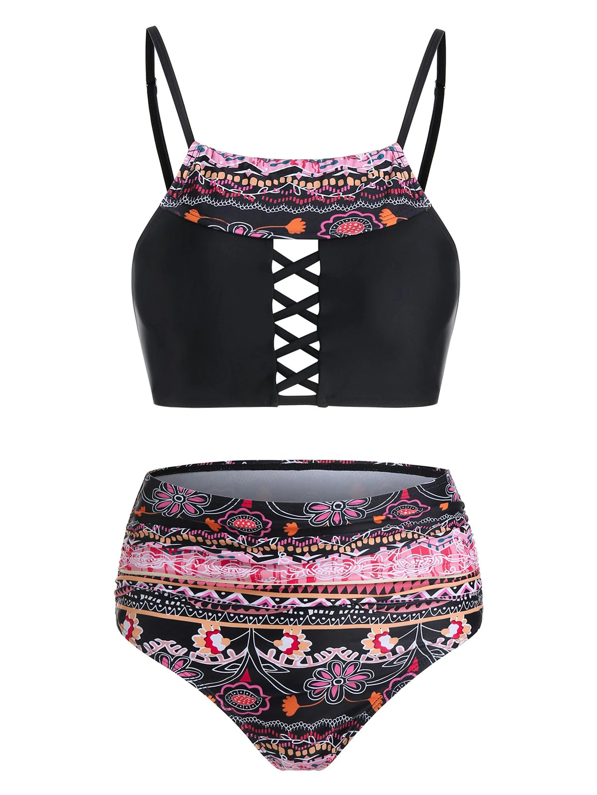 Floral Print Spaghetti Strap Padded Bikini Set