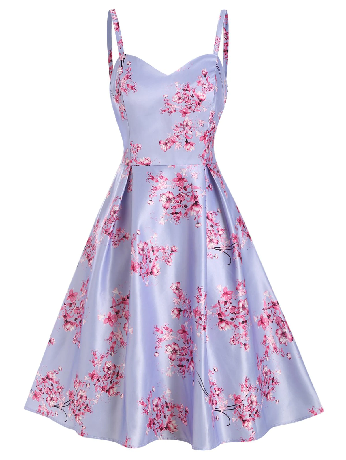 Flower Printed Sweetheart High Waisted Dress