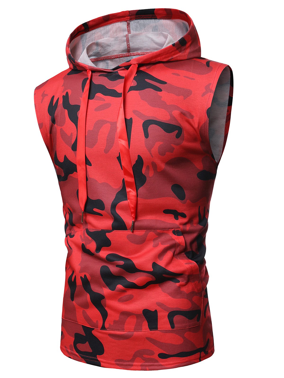 Camouflage Print Back Zip Hooded Tank Top