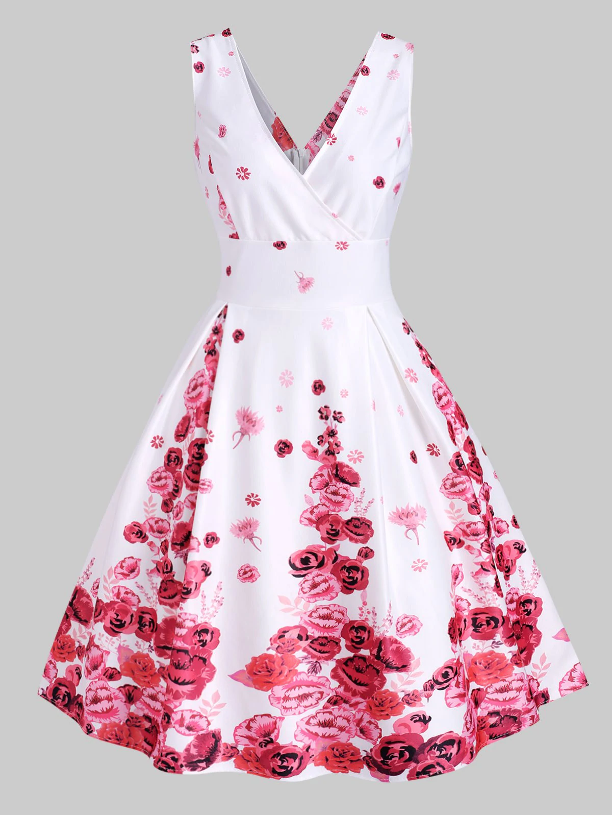 Flower Print Empire Waist Surplice Dress