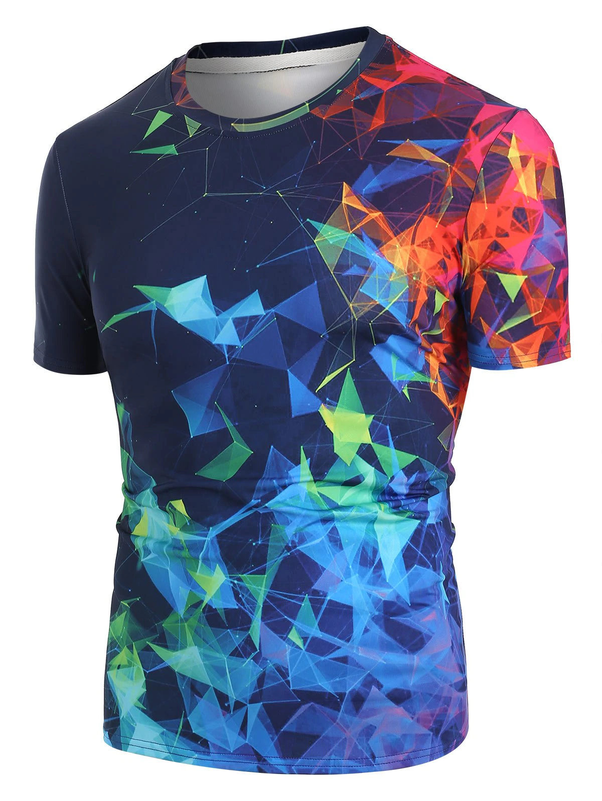 Colorful Geometric 3D Print Short Sleeve T-shirt