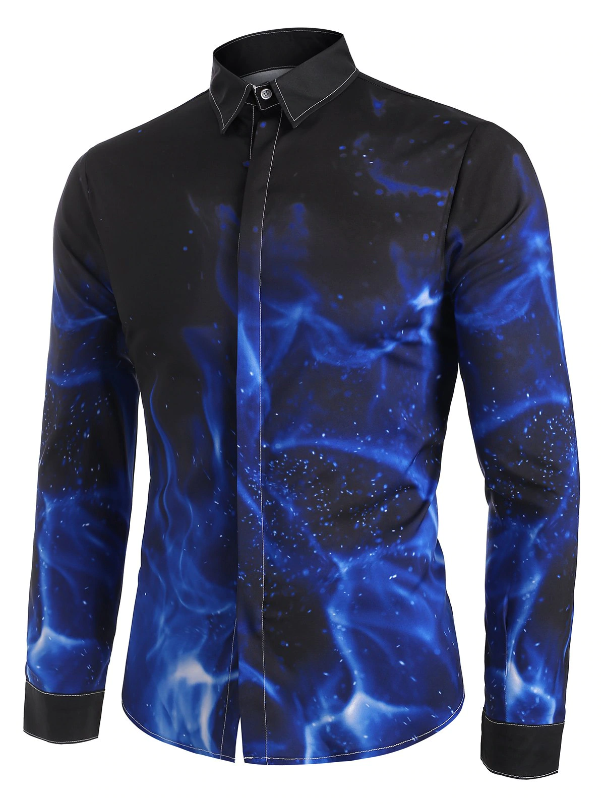 Abstract Fire Pattern Long Sleeve Button Down Shirt