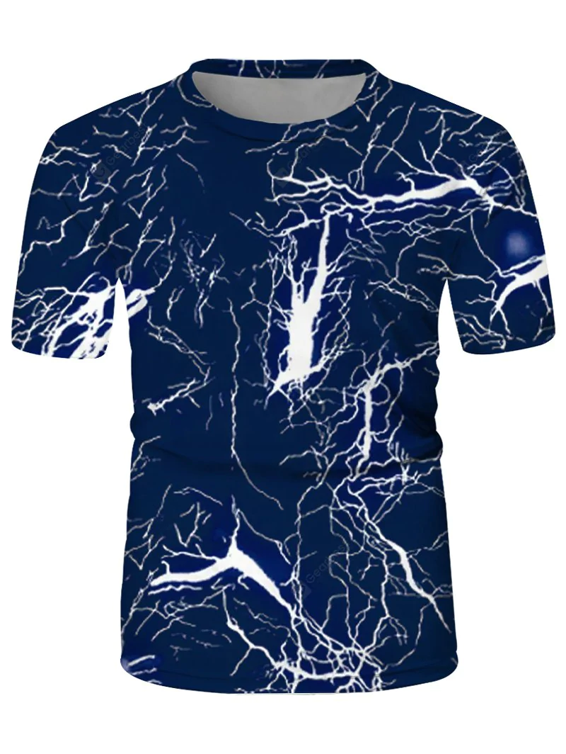 Lightning Print Slim Fit Short Sleeve Casual Tee