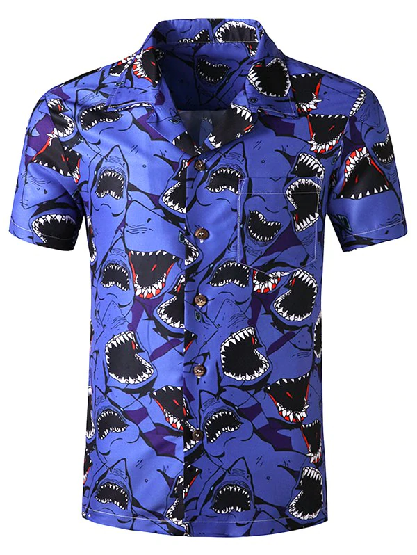 hark Print Pocket Beach Short Sleeve Shirt