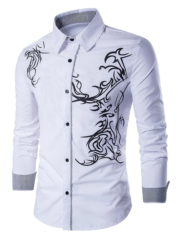 Dragon Pattern Button Up Shirt