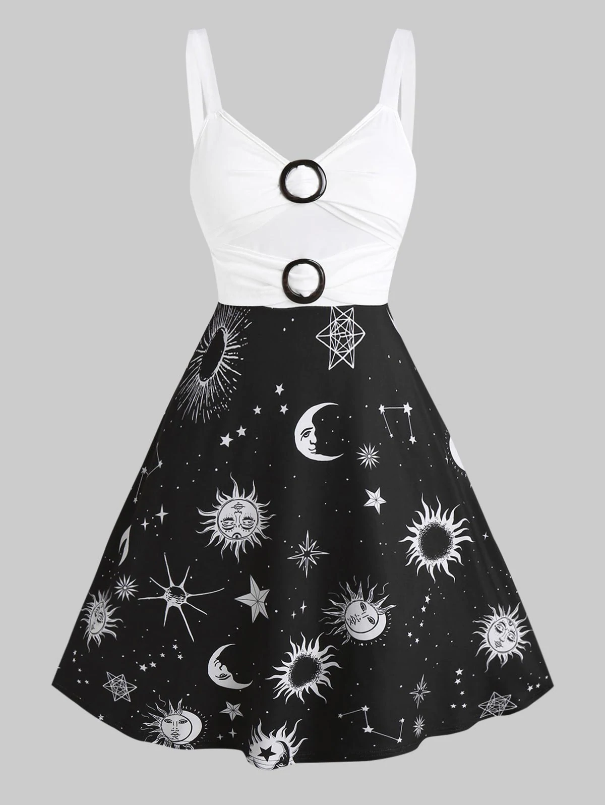 Sun And Moon Star Print O Ring Dress