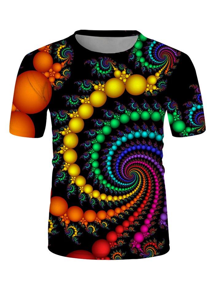 Colorful Ball Swirl 3D Print Short Sleeve T-shirt