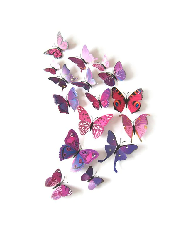 12Pcs 3D Butterfly Removable Refrigerator Magnet Set