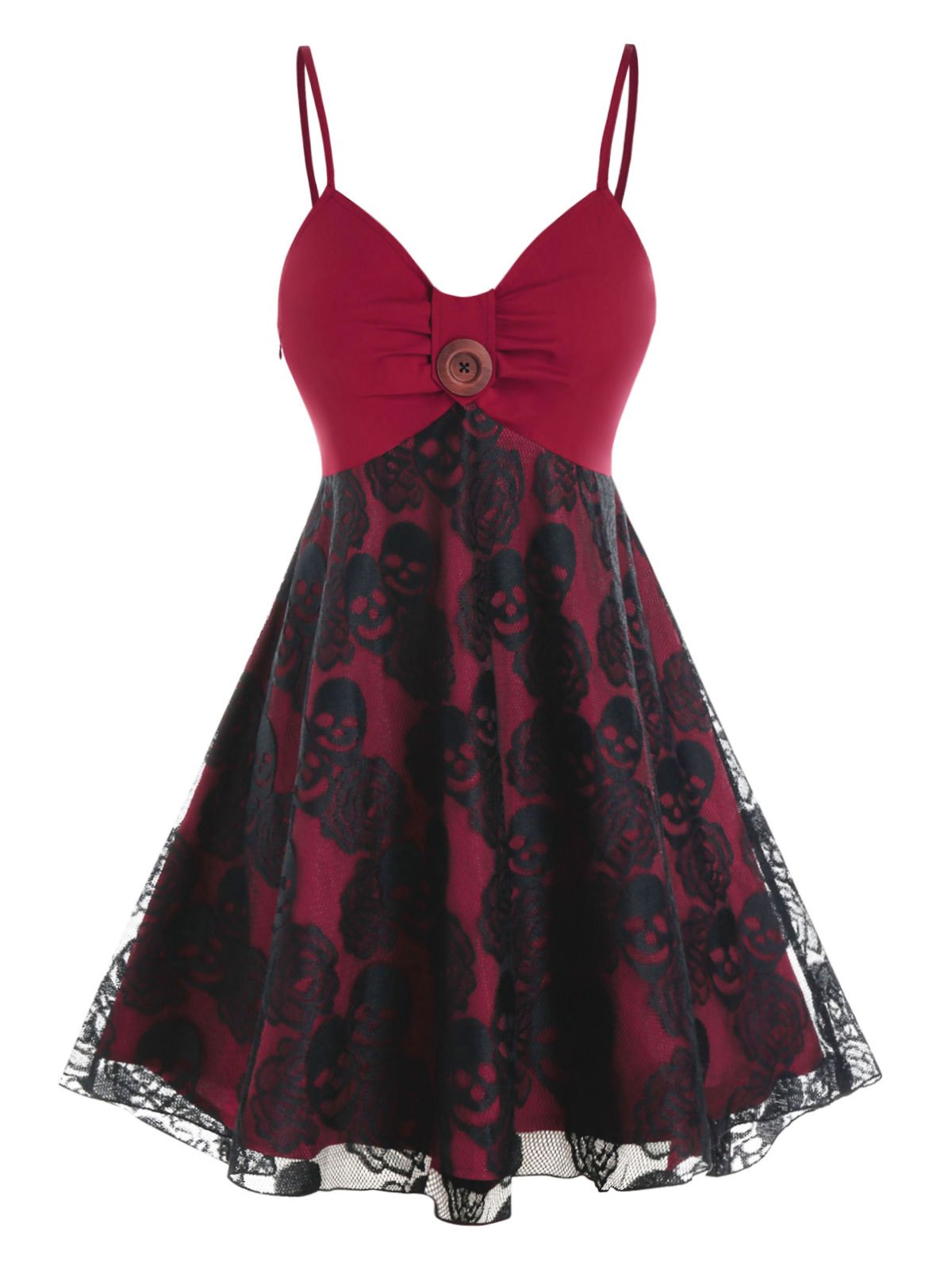 Plus Size Skull Lace Insert Halloween Dress