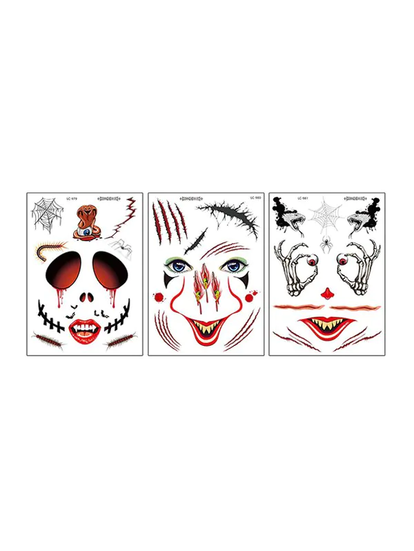 Halloween Masquerade Waterproof Tattoo Stickers Set