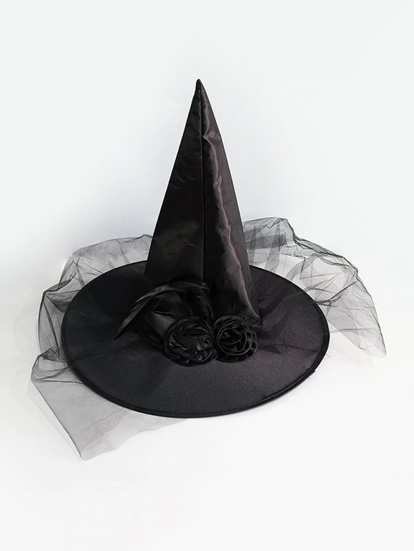 Halloween Adult Children Rose Mesh Cosplay Witch Hat