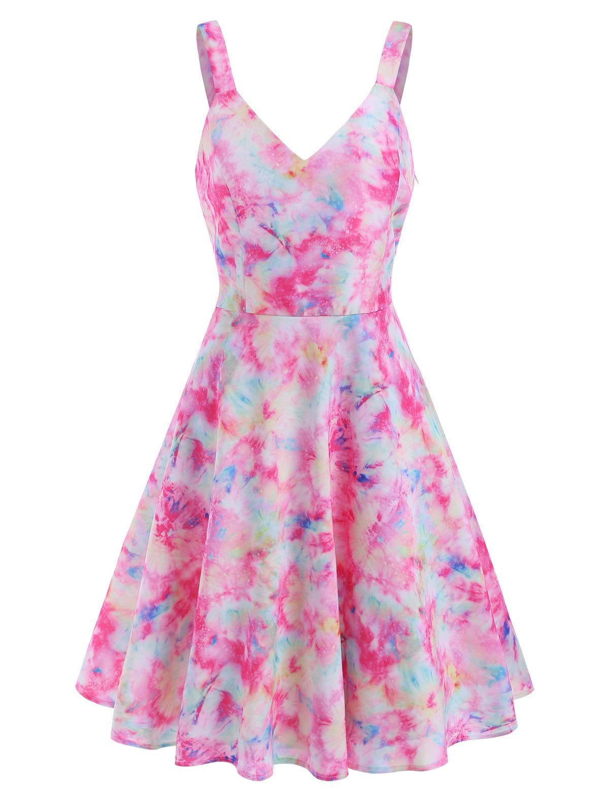 Tie Dye Princess Seam V Neck Dress