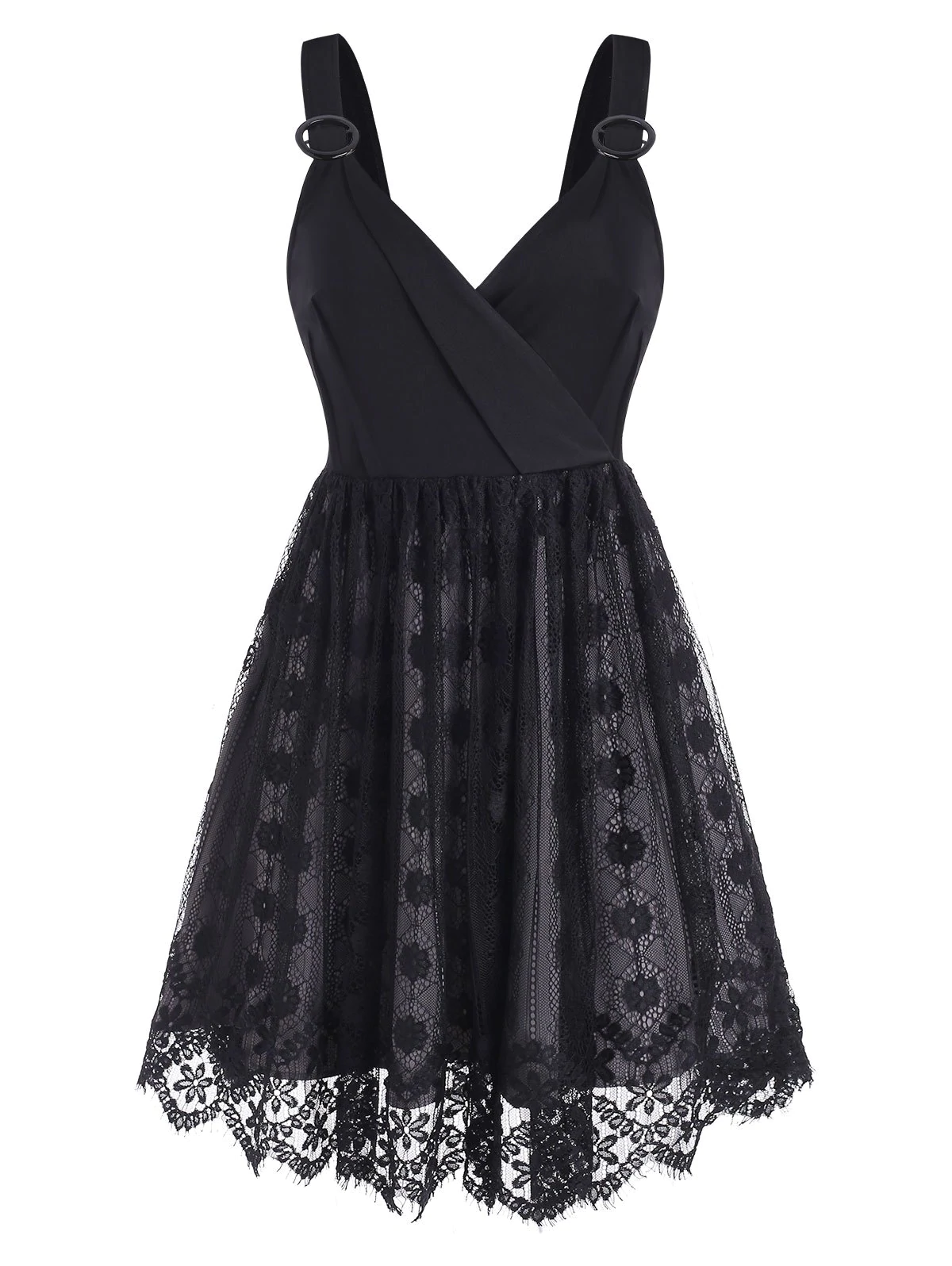 O Rings Surplice Lace Dress