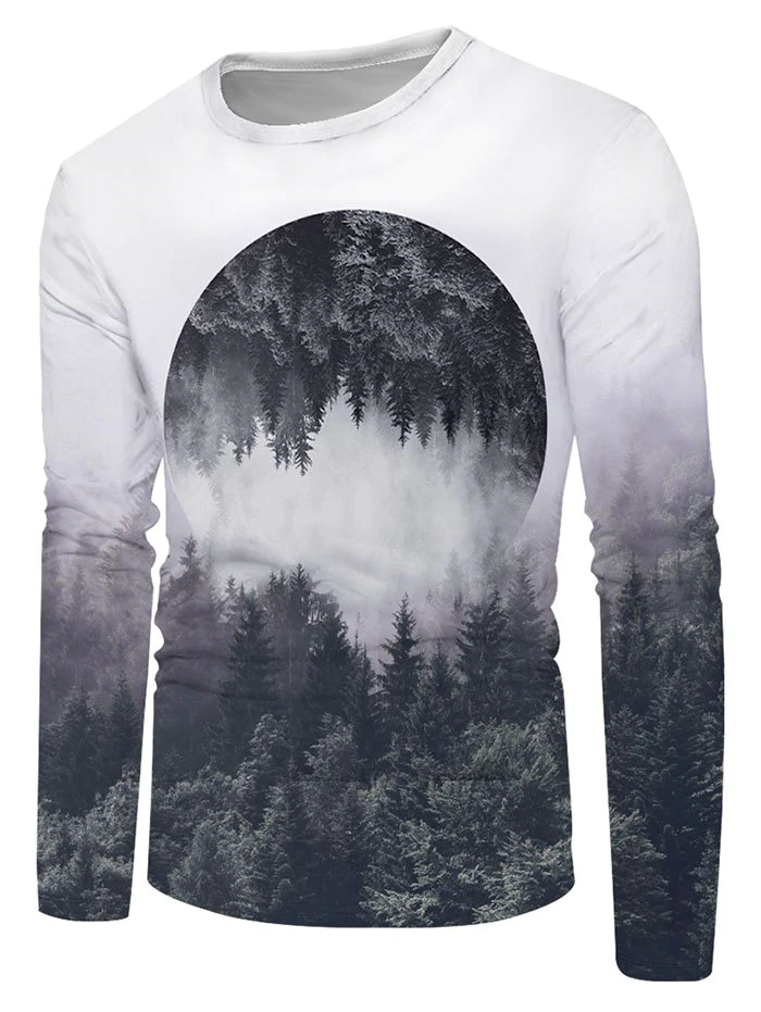 Reflected Forest Graphic Crew Neck Long Sleeve T Shirt