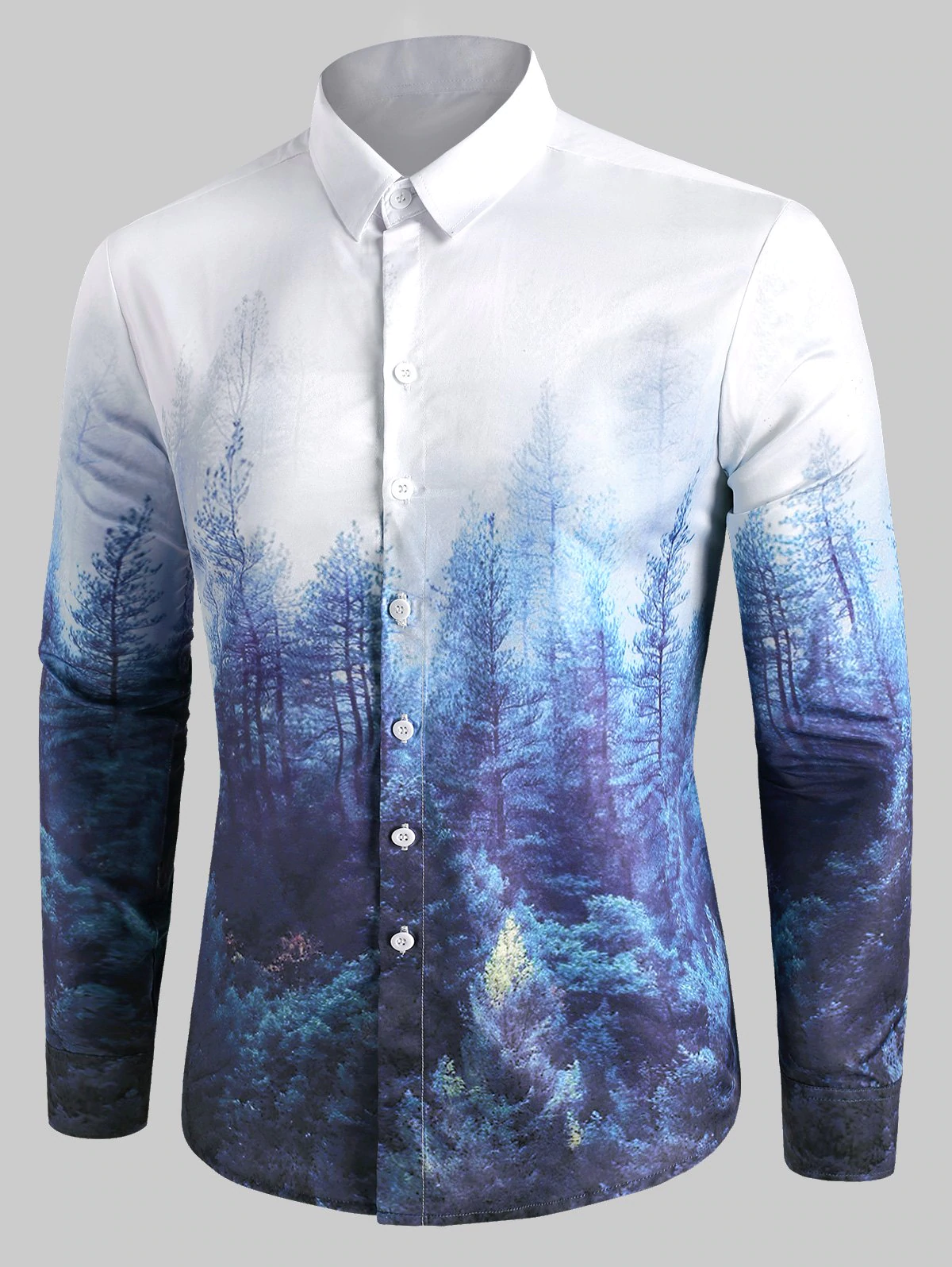 Forest Print Button Up Casual Shirt