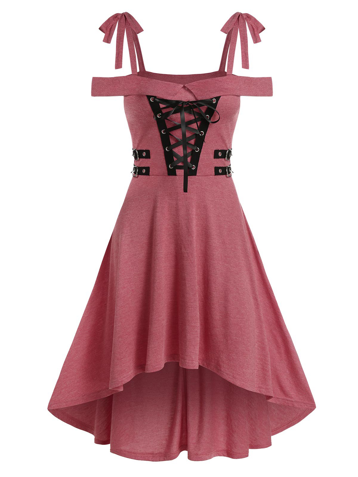 Shoulder Lace-up High Low Gothic Dress