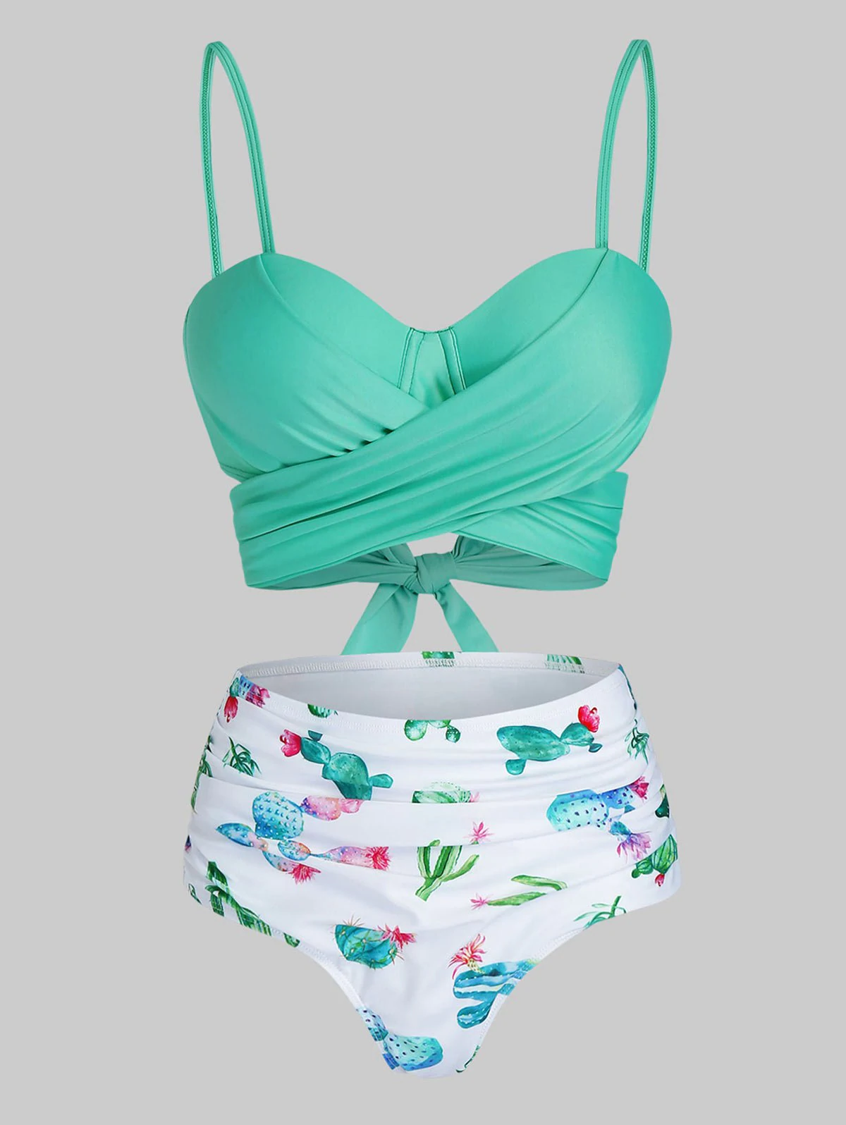 Cactus Print Padded Wrap Bikini Set