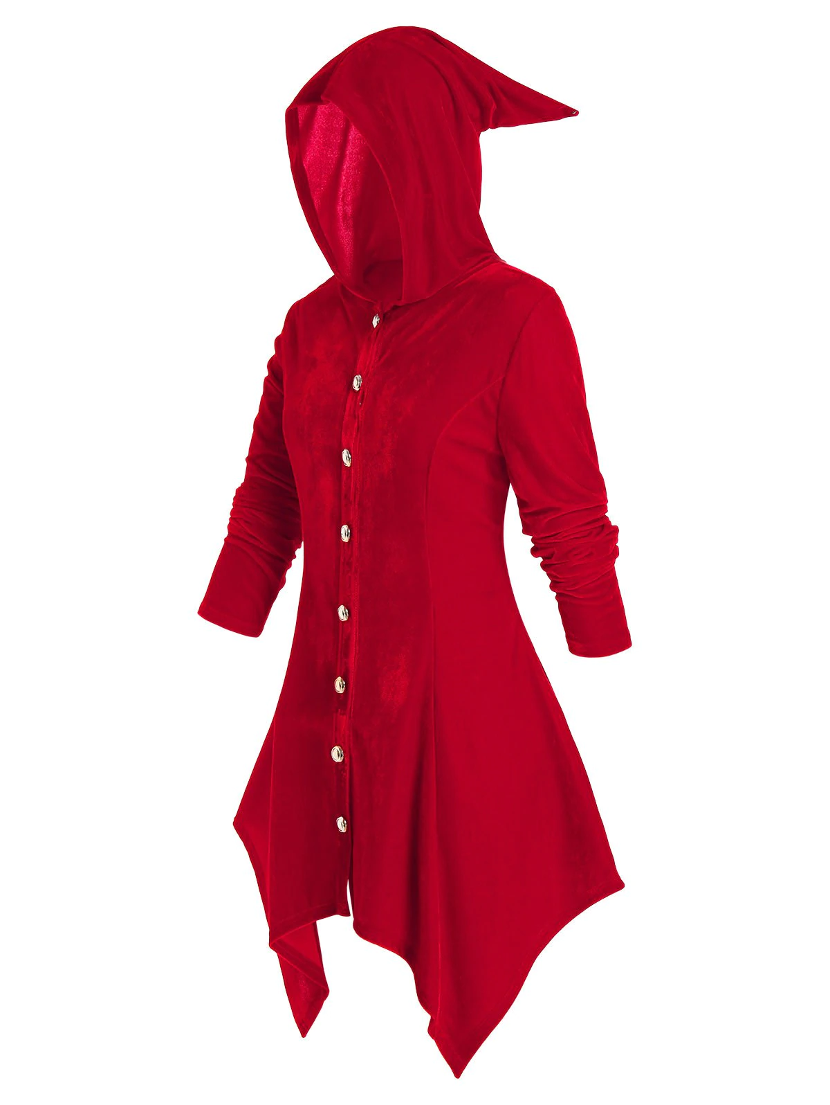 Plus Size Hooded Velvet Handkerchief Coat