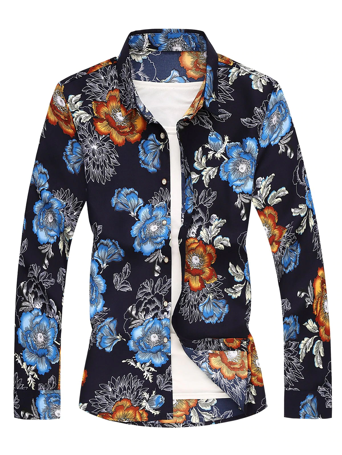 Long Sleeves Flower Printed Shirt