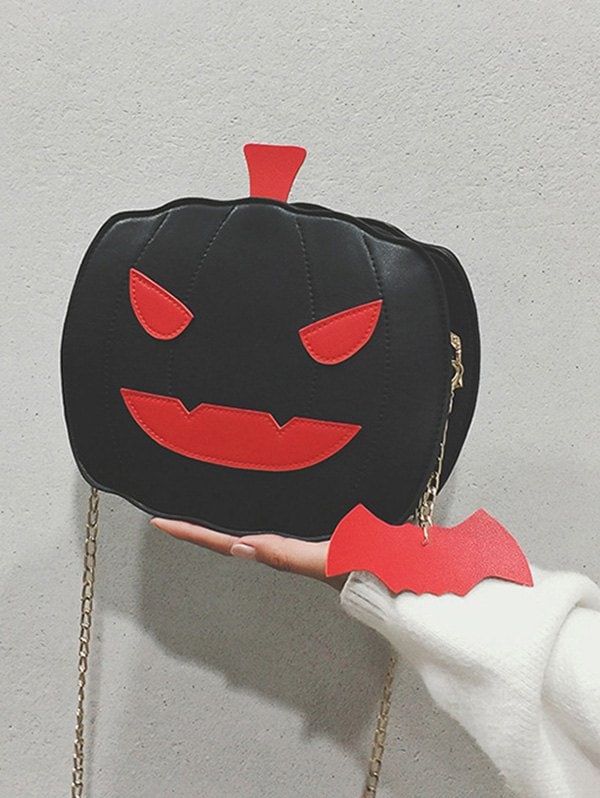 Halloween Pumpkin Bat Chain Crossbody Bag