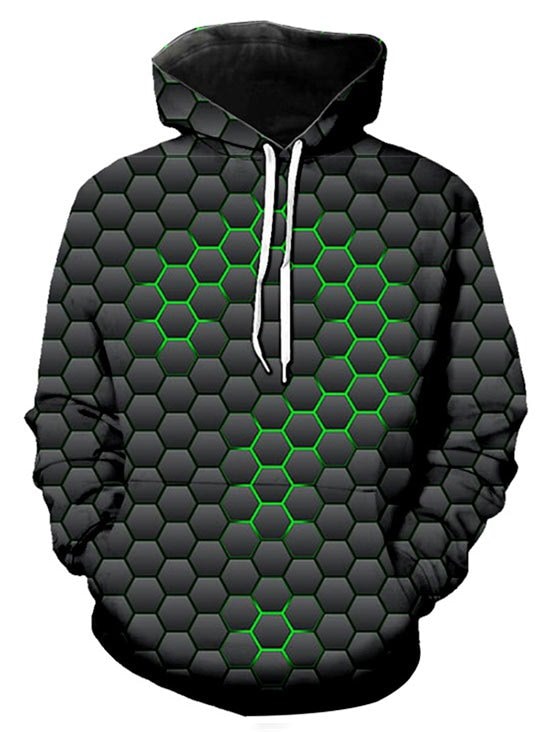 Geometric Question Mark Graphic Front Pocket Casual Hoodie