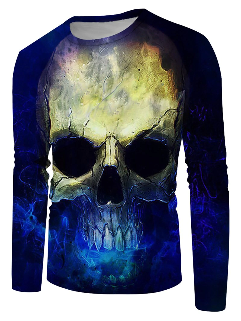 Skull Pattern Casual Long Sleeve T Shirt